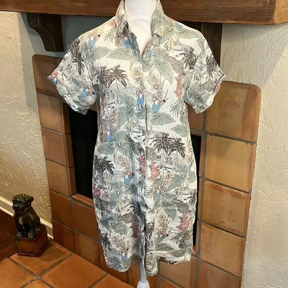 Rachel Zoe Tropical Linen Shirt Dress, size S! - Picture 1 of 7